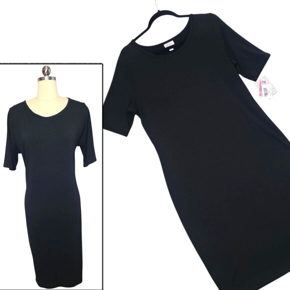 LuLaRoe Julia Dress XL Black Noir Collection Soft Stretch Bodycon Fitted Pencil - Picture 1 of 10